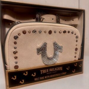True Religion Cream Mini Bag with Silver Accents
